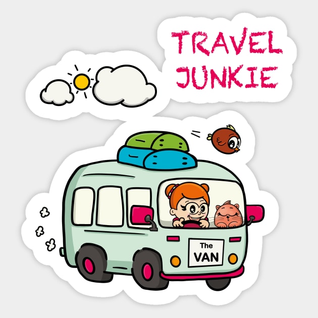 Travel Junkie Sticker by Nico Art Lines